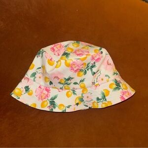 Victoria’s Secret Lemon Floral Bucket Hat | White/Pink/Yellow Summer Print | NWT